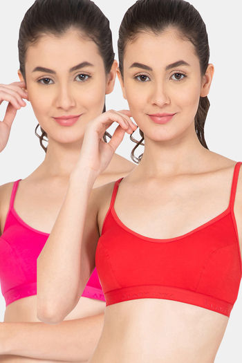 Buy Lady Lyka Cotton Sports Bra(Pack of 2) - Multicolor